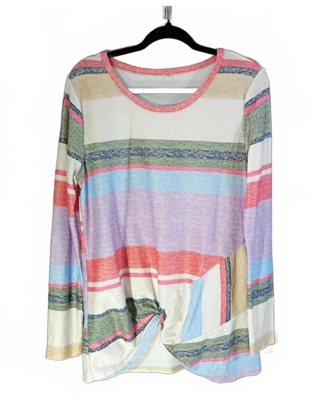 Women's Multicolor Striped Long Sleeve Top XL
